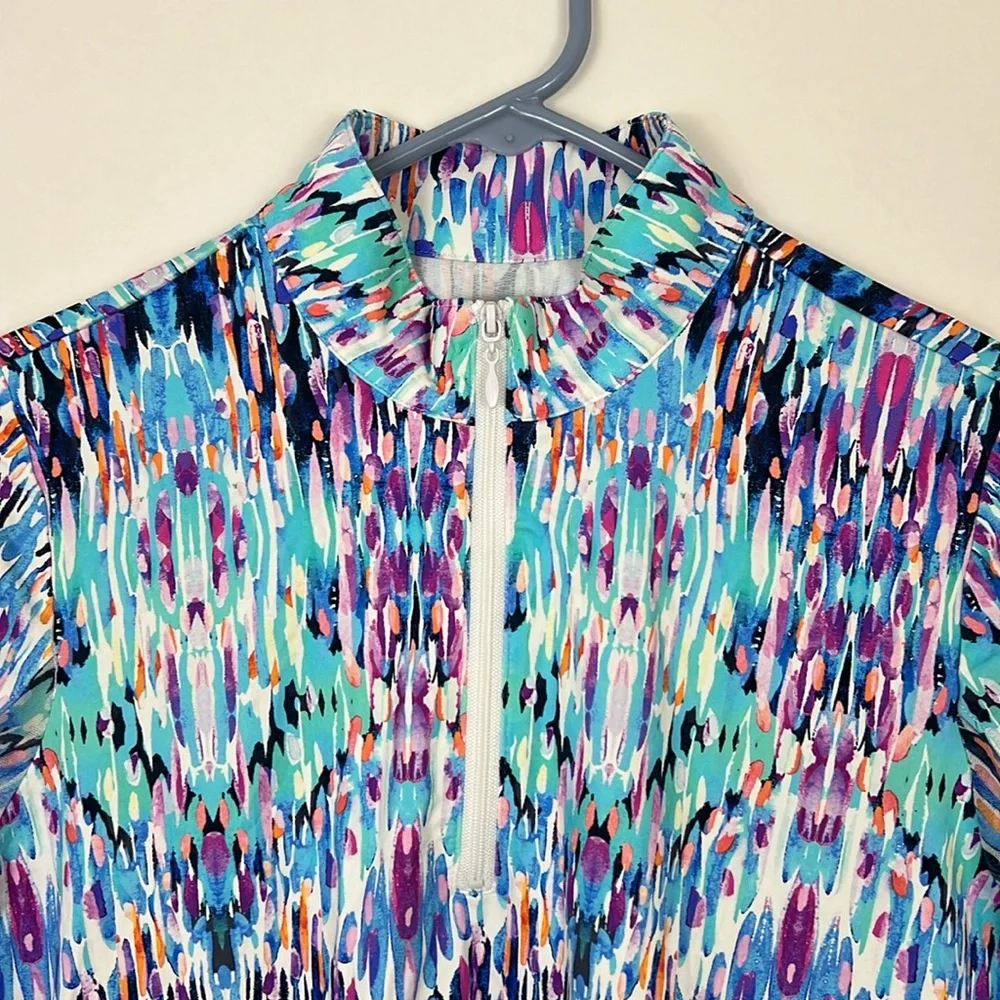EUC Tribal Sport Mock Neck Top with 1/3 zipper XS - Picture 3 of 8